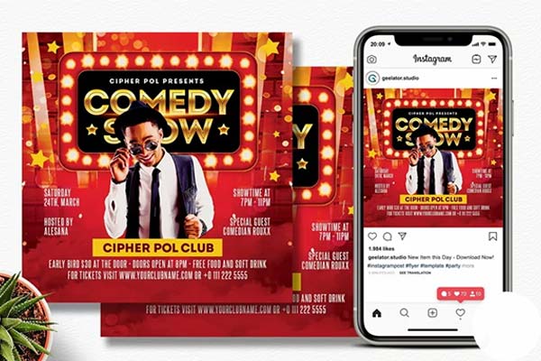 Best Comedy Show Flyer Templates – Printable Free & Premium PSD, Ai, Word, InDesign, Vector, EPS, PNG, TIFF Formats Download